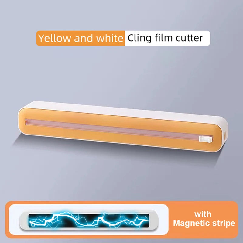 Food Film Dispenser Magnetic Plastic Wrap Dispenser with Cutter Storage Box Aluminum Foil Stretch Film Cutter Storage Holder