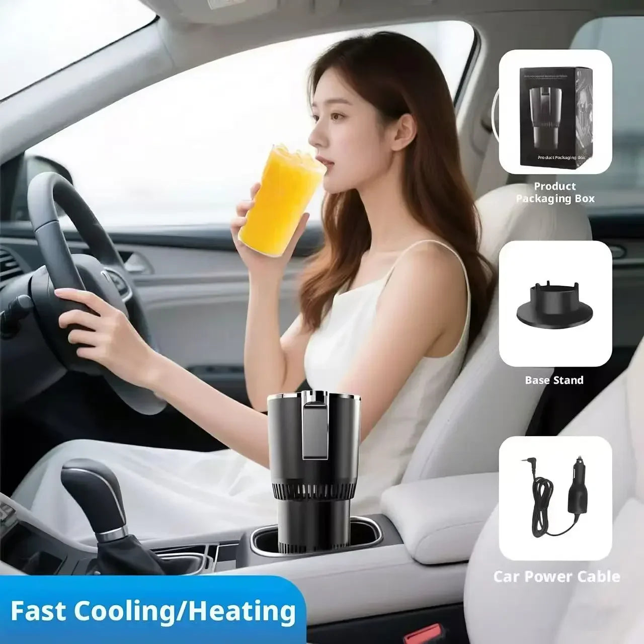 Premium Smart Car Cup Holder - Instant Heating & Cooling (12V)