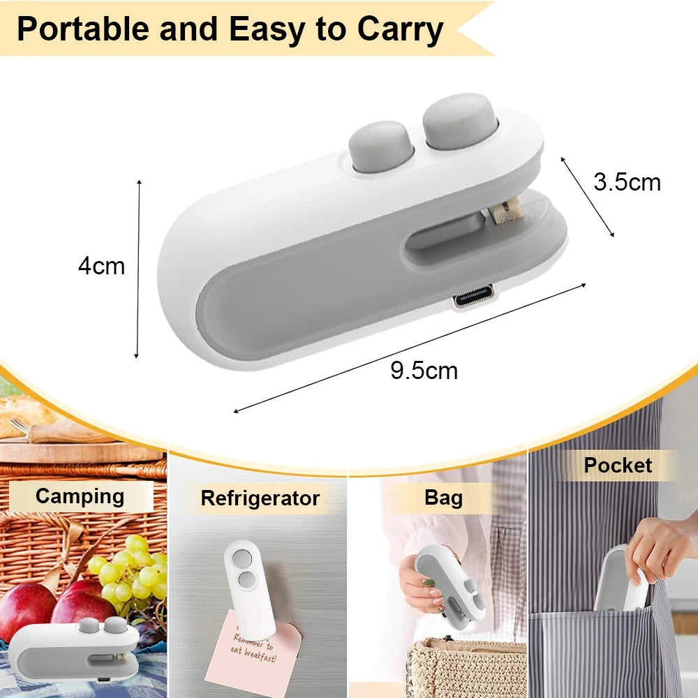Mini 2-in-1 Heat Sealer & Cutter – Portable Rechargeable Food Sealer
