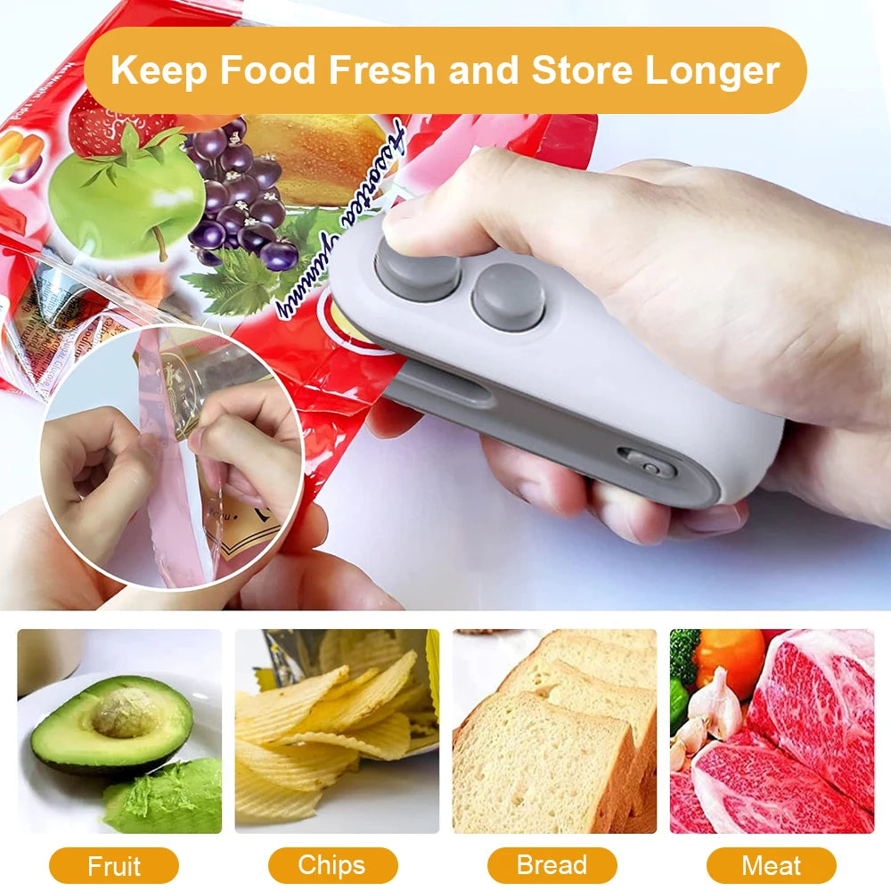 Mini 2-in-1 Heat Sealer & Cutter – Portable Rechargeable Food Sealer