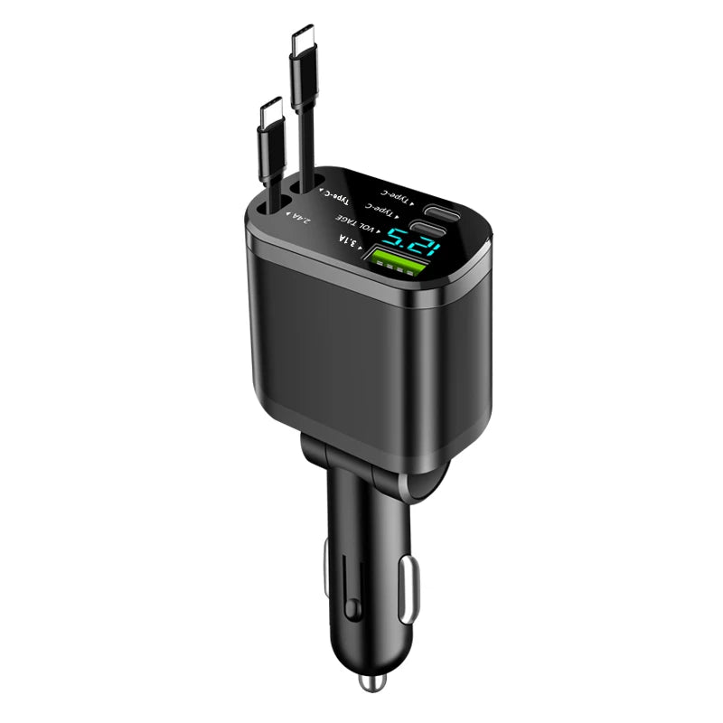 4-in-1 Premium Retractable Smart Car Charger