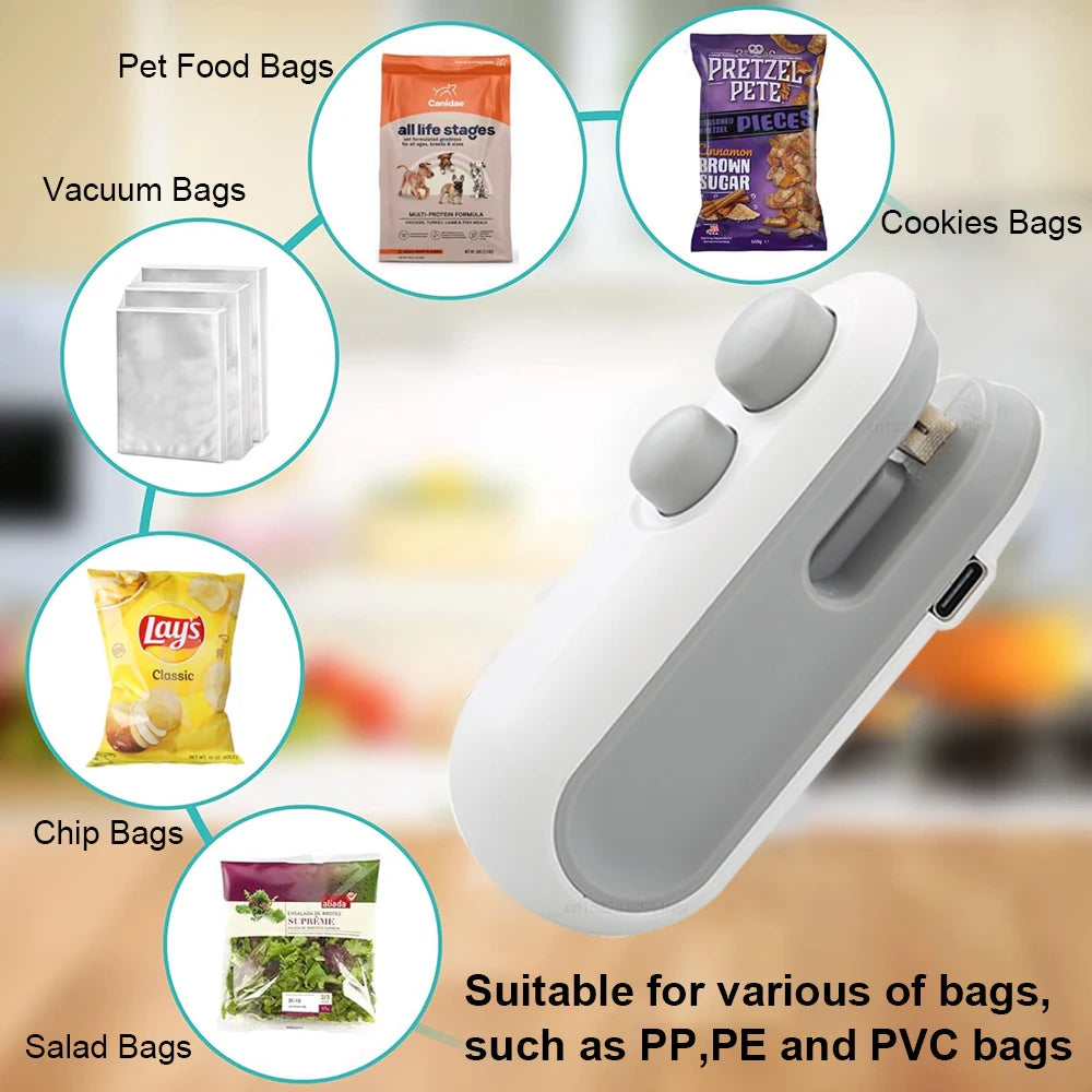 Mini 2-in-1 Heat Sealer & Cutter – Portable Rechargeable Food Sealer